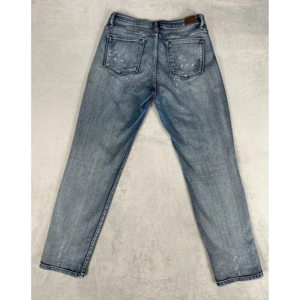 Judy Blue Boyfriend Fit Jeans‎ Mid Rise Distressed Denim Medium Wash Size 11/30